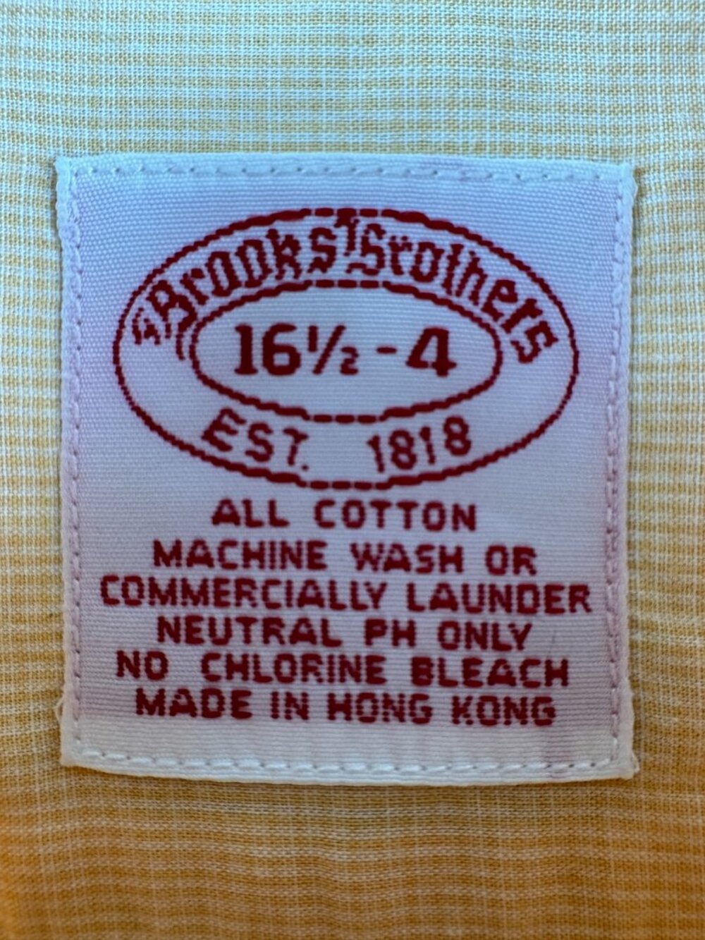 VTG Brooks Brothers Men Long Sleeve Button Up Shirt Cotton Yellow Check 16.5 34